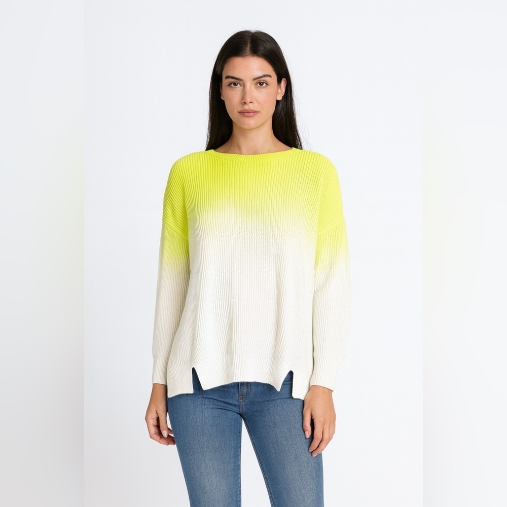 Tsumori Chisato Yellow White Women's Cotton  Sweater S Ombré Chunky Beach